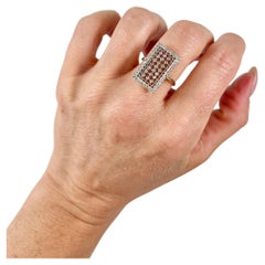 Antique 18ct Gold & Platinum, Edwardian Rectangular Diamond Plaque Ring
