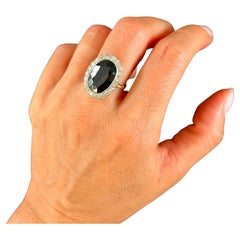 Antique 18ct Gold 
Platinum, Edwardian Sapphire Diamond Large Oval Cluster Ring