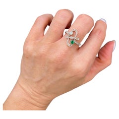 Antique 18ct Gold & Platinum, Emerald and Diamond Belle Époque Ring
