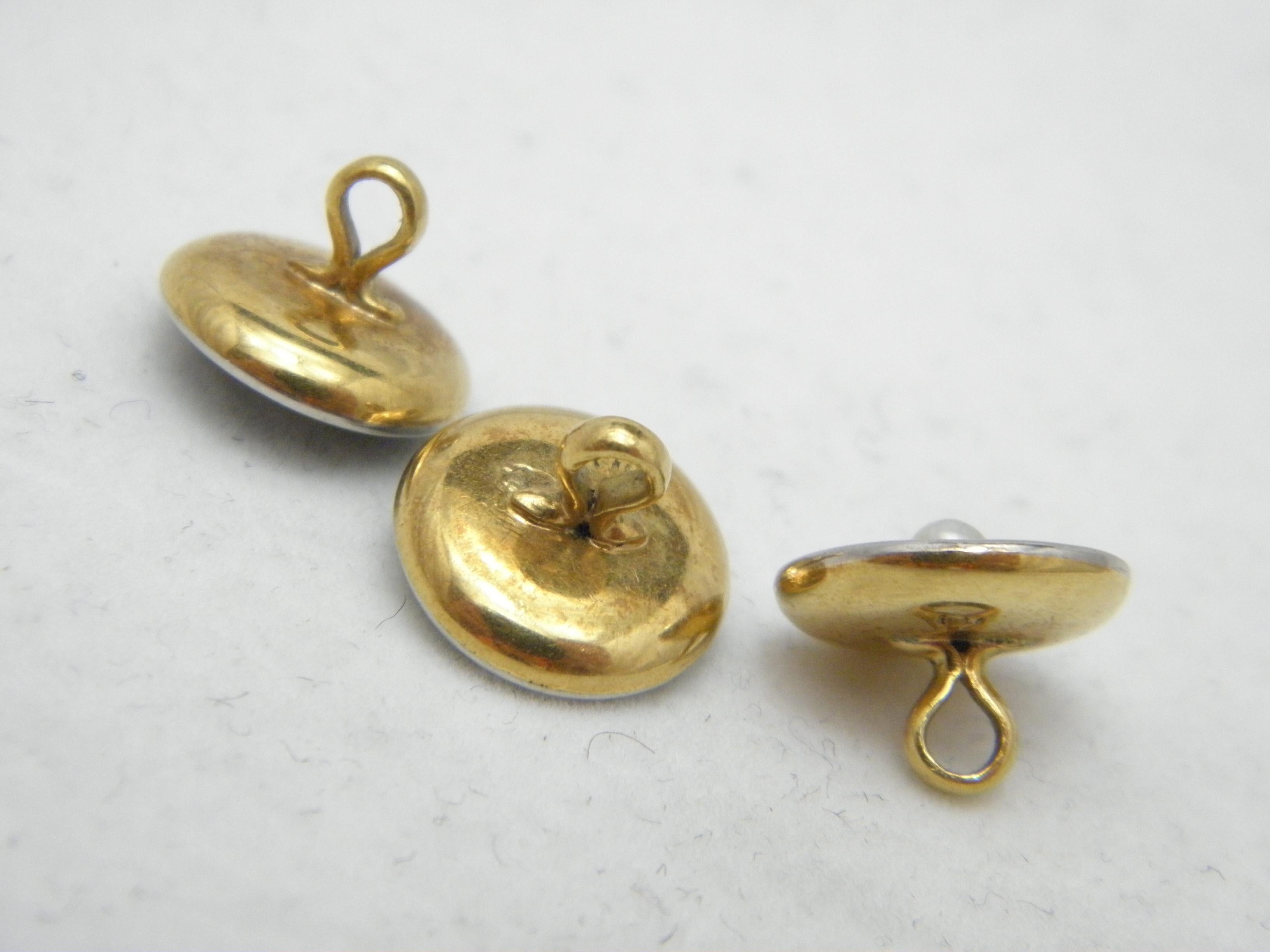 Women's or Men's Antique 18ct Gold Platinum Pearl Shirt Studs Buttons c1860 750 Purity Heavy 4.9g For Sale