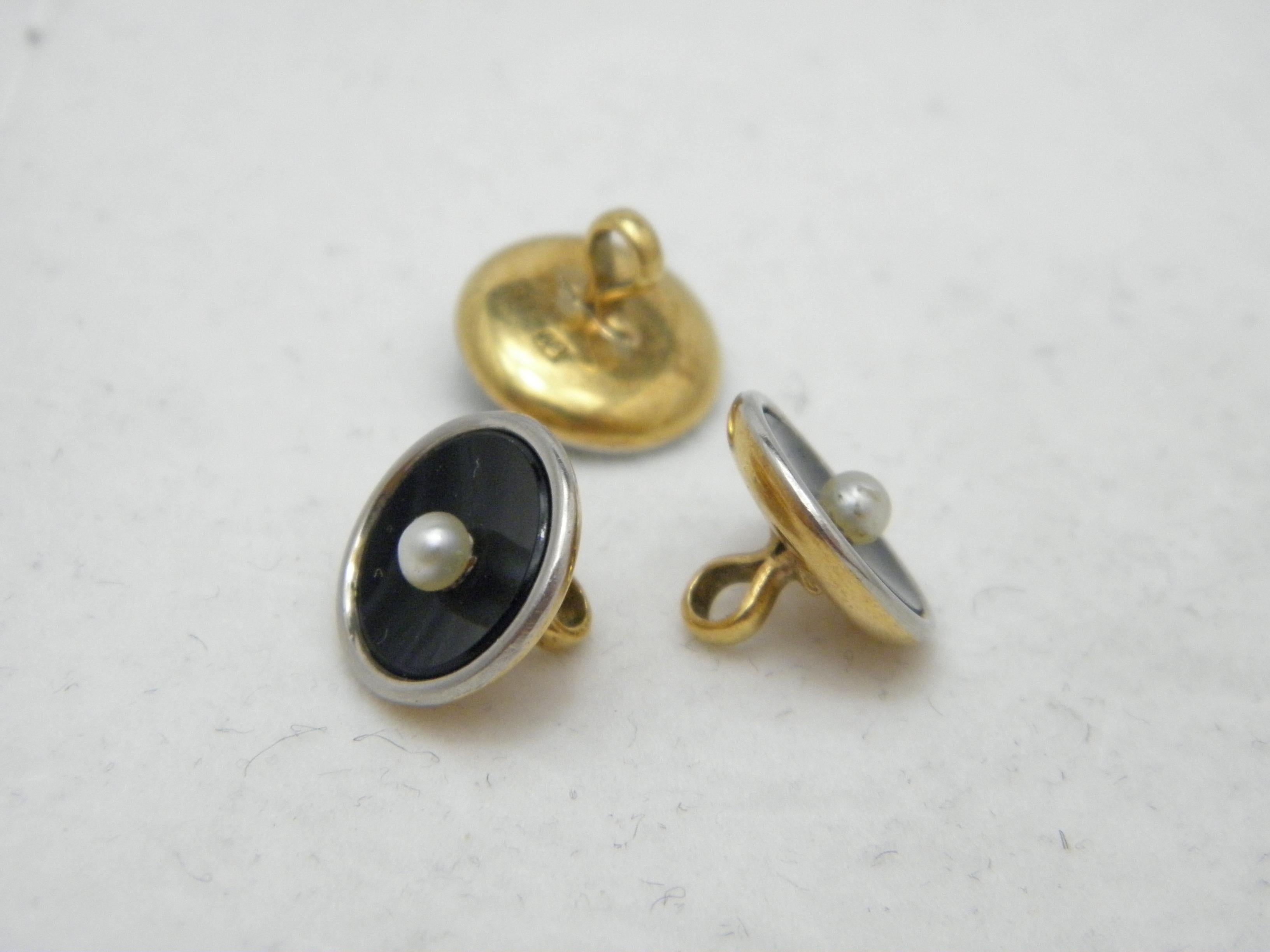 Antique 18ct Gold Platinum Pearl Shirt Studs Buttons c1860 750 Purity Heavy 4.9g For Sale 2