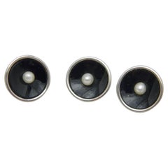 Antique 18ct Gold Platinum Pearl Shirt Studs Buttons c1860 750 Purity Heavy 4.9g
