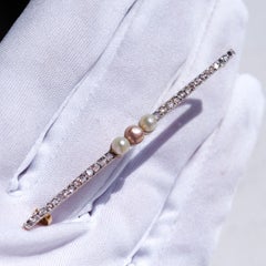 Antique 18ct Gold & Platinum Pink Pearl & Diamond Brooch - c.1920