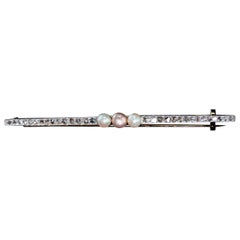 Antike Brosche aus 18 Karat Gold und Platin mit rosa Perlen und Diamanten - ca. 1920