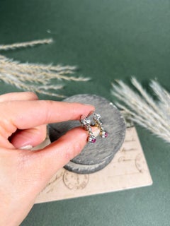 Antique 18ct Gold & Platinum Ruby Diamond Dormeuse Earrings