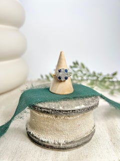 Antique 18ct Gold & Platinum Sapphire Diamond Daisy Cluster Ring