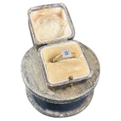 Antiker 18 Karat Gold & Platin Saphir Quadratischer Illusion Cluster-Ring