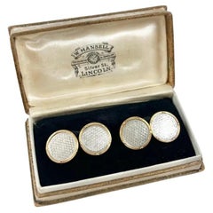 Boutons de manchette ronds anciens en or 18ct et platine estampillés Art Deco des années 1920