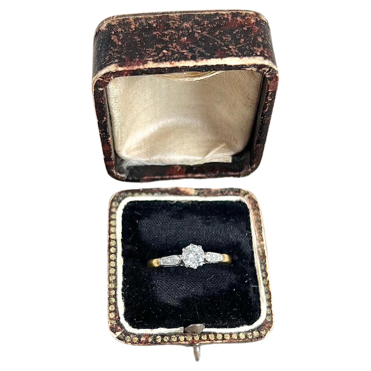 Antike 18ct Gold & Platin gestempelt, 1920er Jahre Single Stone Diamond Engagement Ring