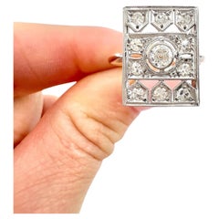 Bague ancienne en or 18ct et platine estampillé, bague de table à diamant de l'époque édouardienne