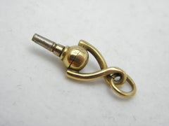 Antique 18ct Gold Pocket Watch Key Charm Fob c1870 750 Purity Twist Detailed