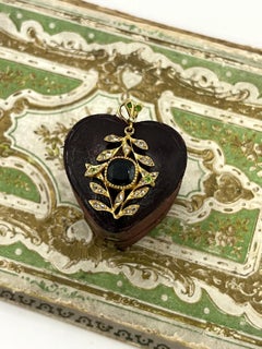 Antique 18ct Gold, Sapphire, Diamond and Demantoid Garnet Pendant, Circa 1880