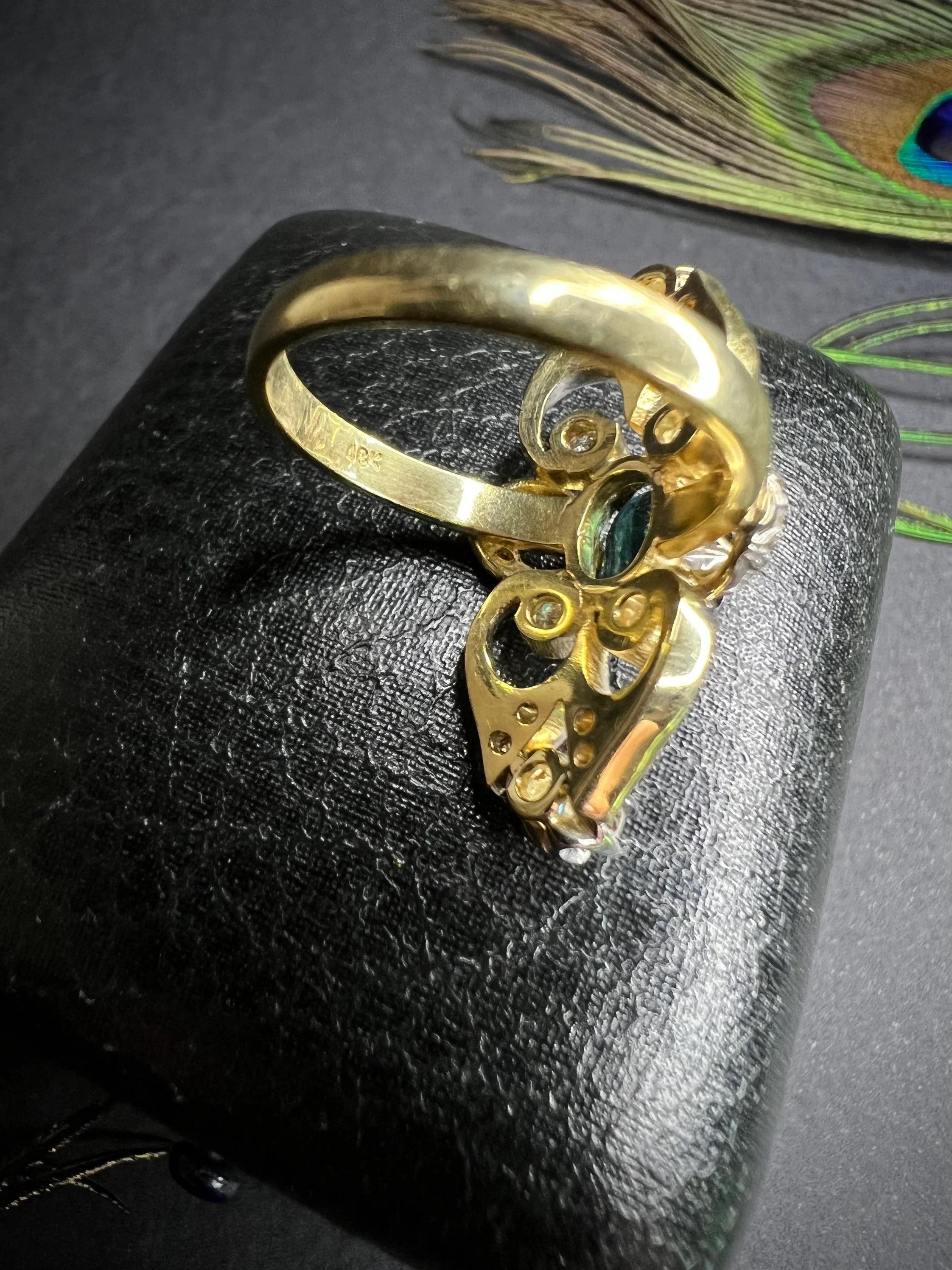 Antique 18ct Gold Sapphire & Diamond Statement Ring For Sale 4