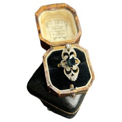Antiker Statement-Ring aus 18 Karat Gold mit Saphiren und Diamanten