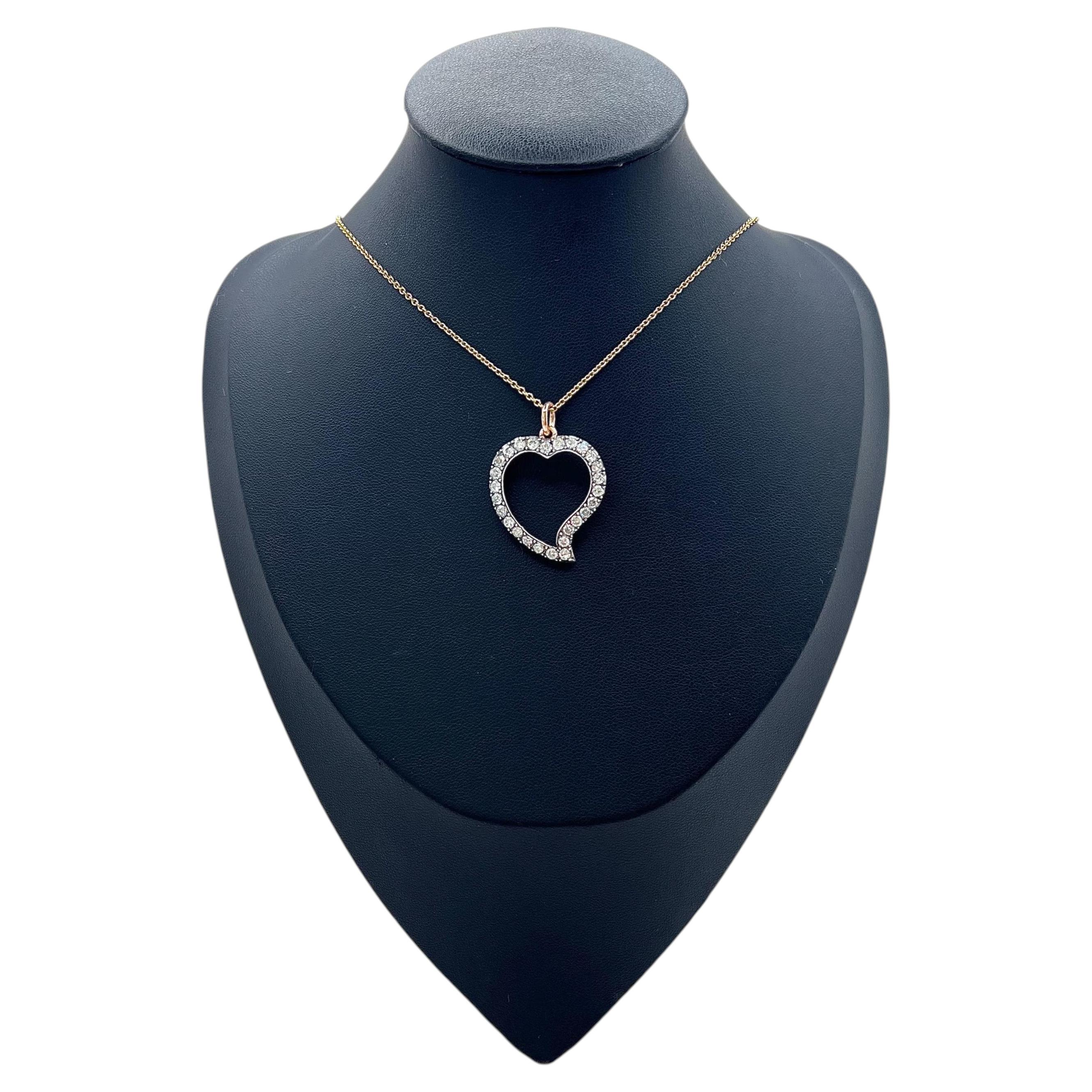Antique 18ct Gold & Silver French Stamped, Victorian Diamond Heart Pendant