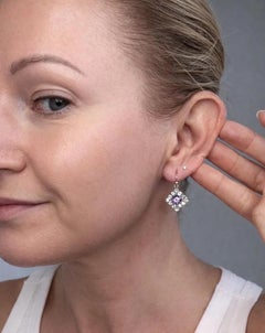 Boucles d'oreilles anciennes en or 18 carats et argent, à l'époque victorienne, ornées d'améthystes et de diamants