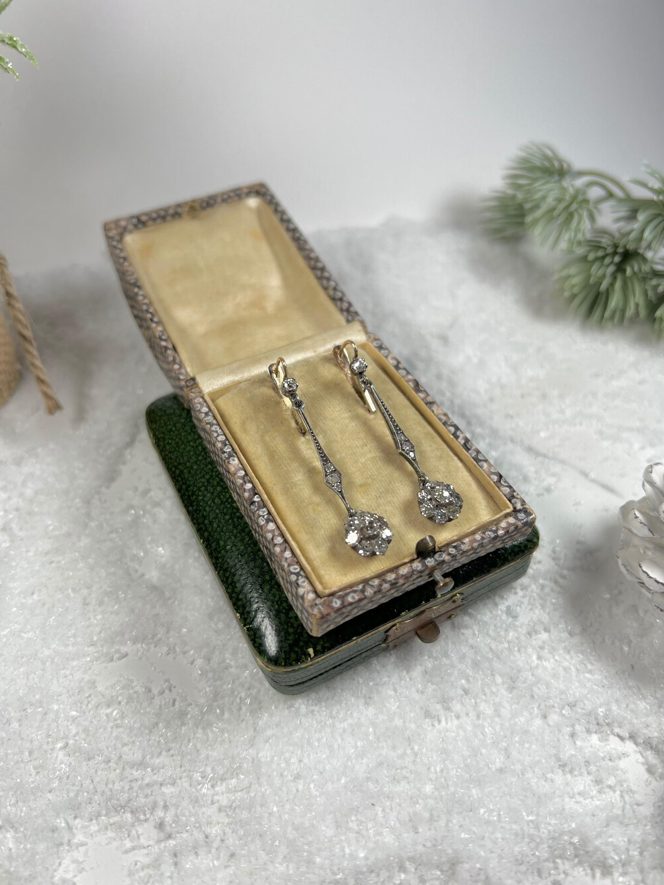 Antiquités - Boucles d'oreilles marguerite victorienne en or et argent 18ct avec diamants en vente 2