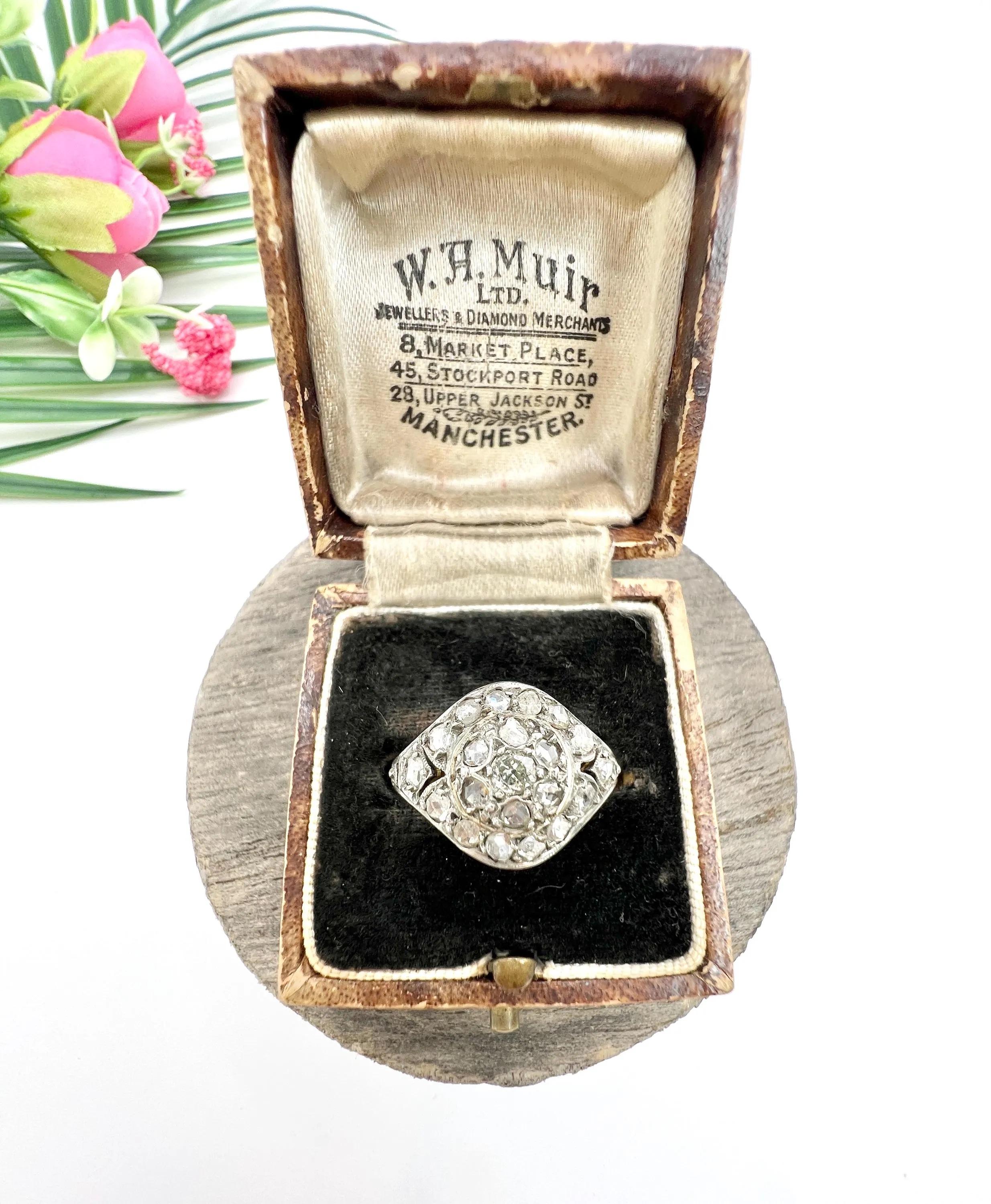 Antique 18ct Gold & Silver, Victorian Rose Cut Diamond Dome Shaped Ring For Sale 6