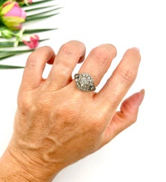 Bague victorienne ancienne en or et argent 18ct, en forme de dôme, avec des diamants taillés en rose