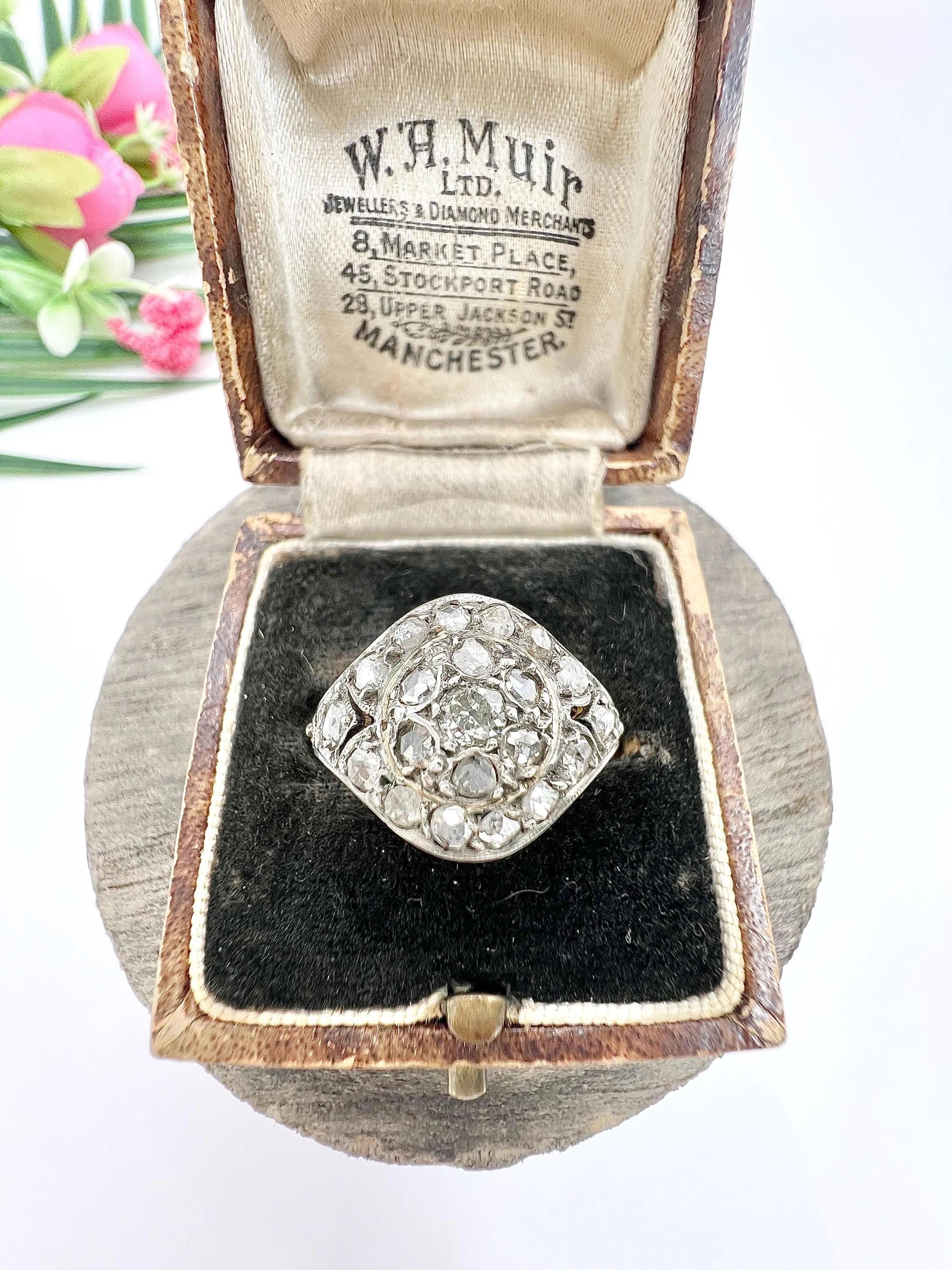 Antique 18ct Gold & Silver, Victorian Rose Cut Diamond Dome Shaped Ring For Sale 2