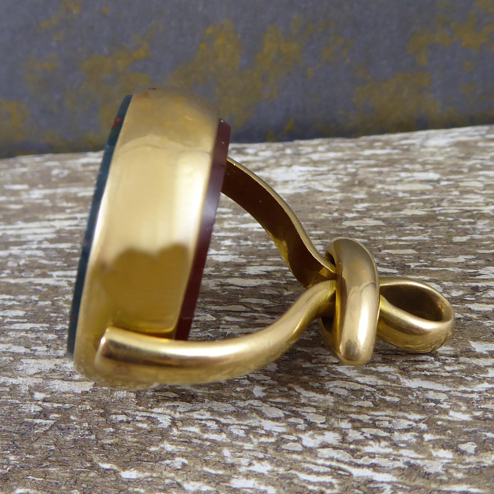 Women's or Men's Antique 18 Carat Gold Spinner Fob with Cornelian and Bloodstone, Birmingham 1899