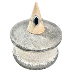 Antike 18ct Gold gestempelt, 1920's Onyx & Diamant Marquise Ring