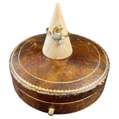 Antiker antiker 18 Karat Gold gestempelter Jugendstil-Diamant & Naturperlen Pfau Vogel-Ring