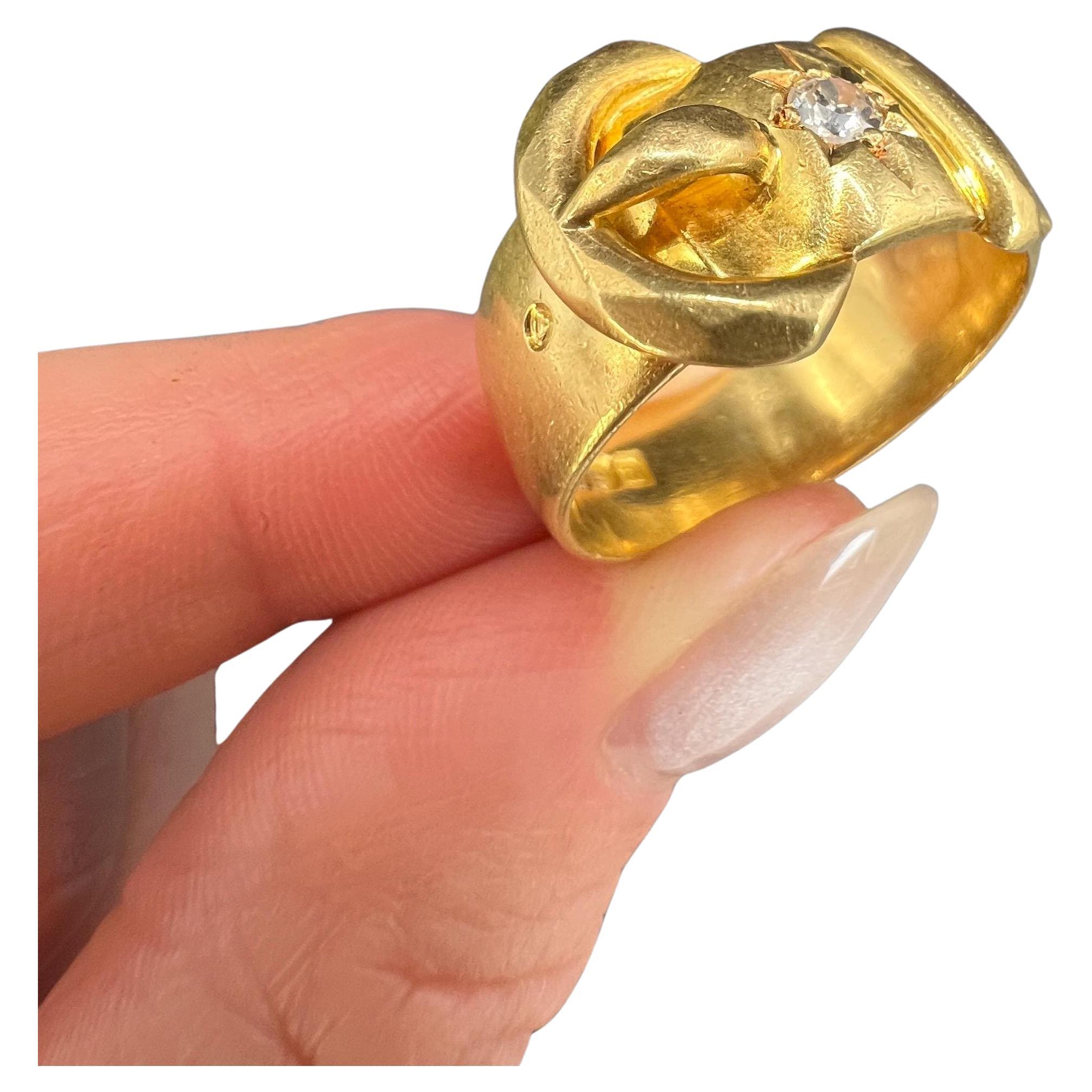 Antiker Ring aus 18 Karat Gold, Diamantschnalle/Gürtelring mit Sternschnalle, gestempelt London 1915