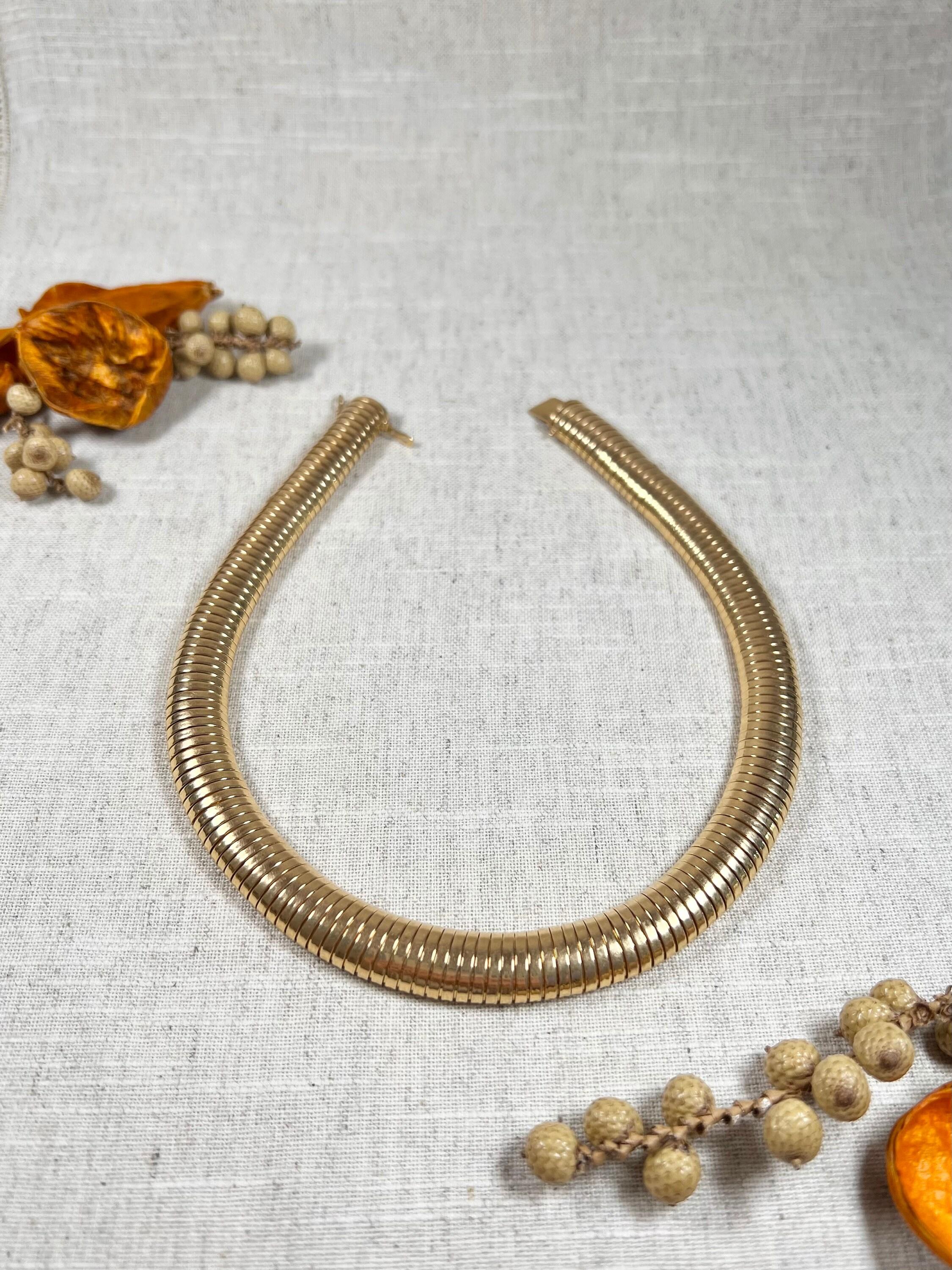 Women's or Men's Antique 18ct Gold Tubogas Collar Necklace For Sale