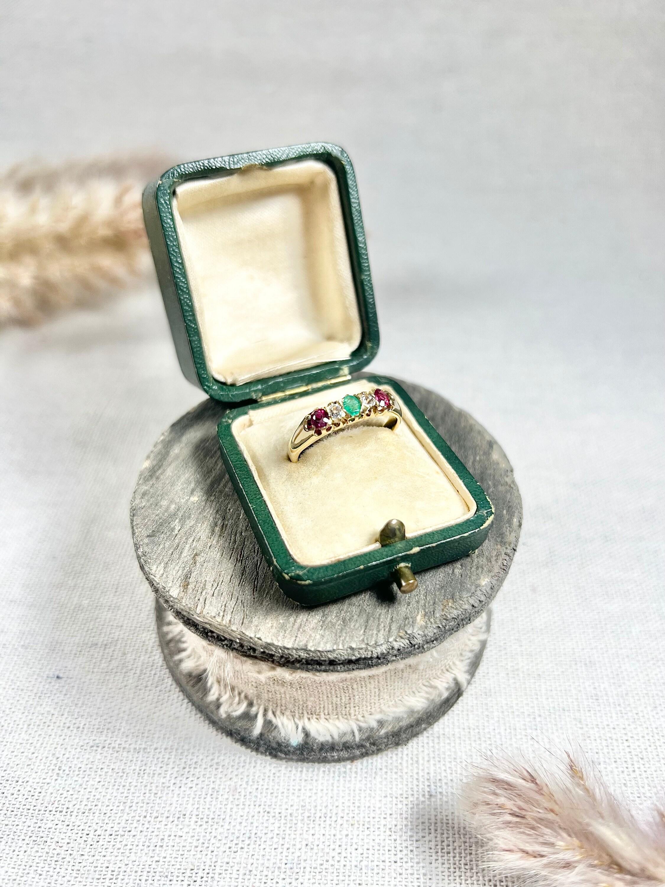 Antique 18ct Gold, Victorian 5 Stone Emerald, Ruby & Diamond Ring 3