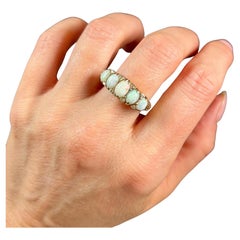 Antique 18ct Gold Victorian Carved Opal & Diamond Ring