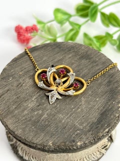 Antique 18ct Gold, Victorian Diamond and Ruby Necklace , Circa 1900