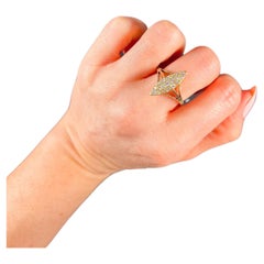 Antiker 18ct Gold Viktorianischer Diamant Marquise/Navette Ring