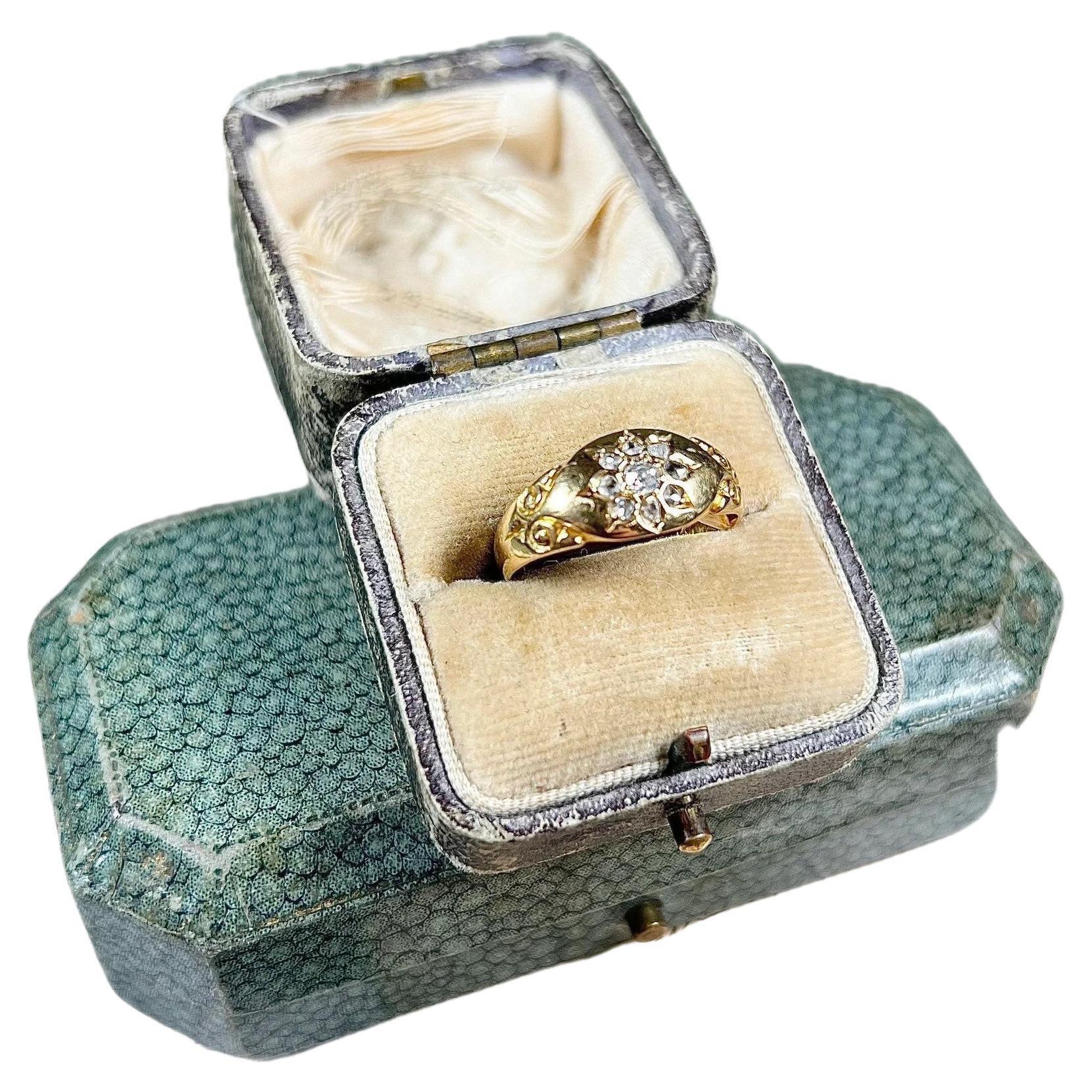 Bague victorienne ancienne en or 18 carats avec diamants