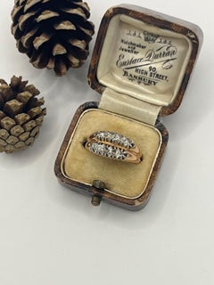 Antique 18ct Gold Victorian Double Row Old Cut Diamond Band Ring, Circa 1880