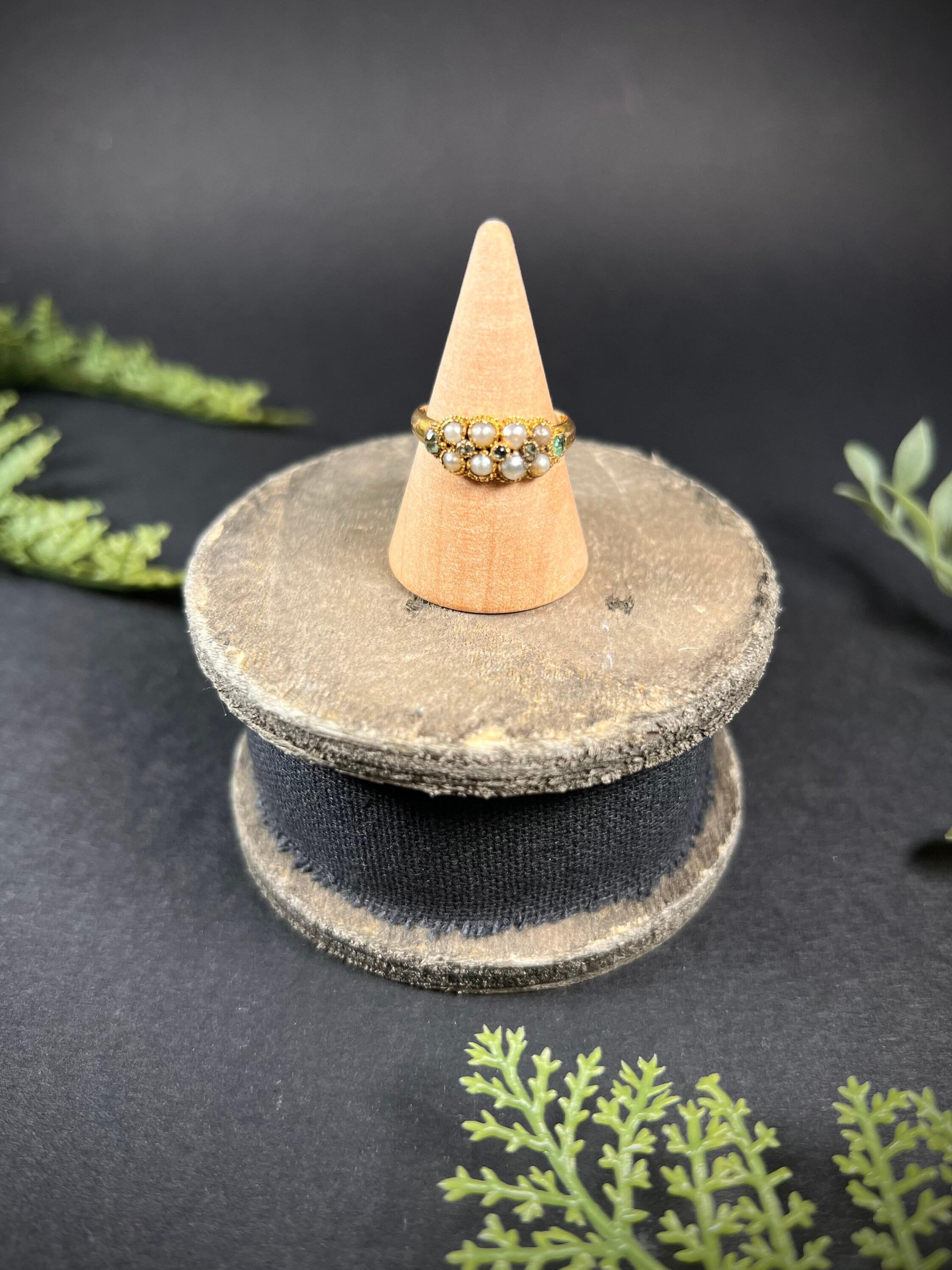 Mixed Cut Antique 18ct Gold Victorian Emerald & Pearl Ring
