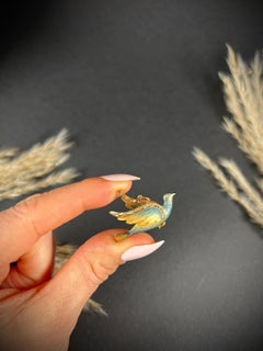 Antique 18ct Gold Victorian Enamel & Diamond Dove Bird Pendant