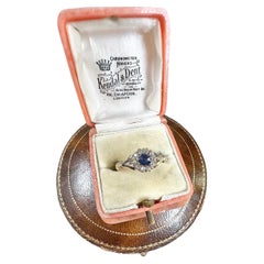 Antiker 18ct Gold Viktorianischer Saphir & Diamant Cluster Ring