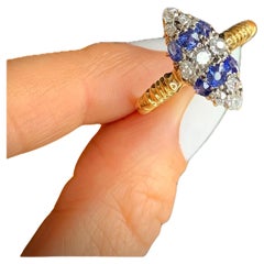 Antique 18ct Gold Victorian Sapphire & Diamond Marquise Ring