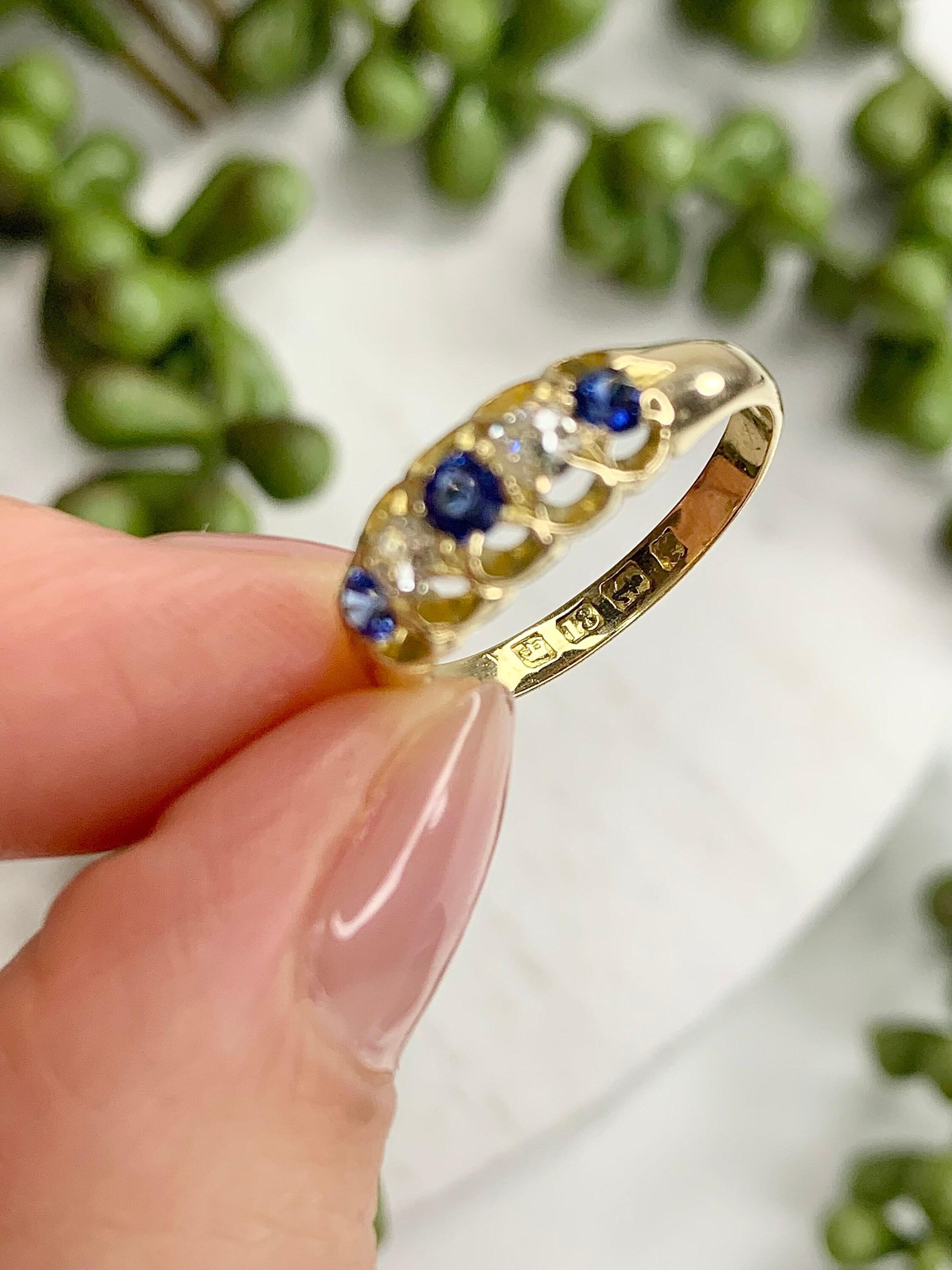Sapphire & Diamond Gypsy Ring 

18ct Gold

Victorian 

Hallmarked Birmingham 1880

Beautiful Blue Sapphires & Old Cut Cut Diamonds 

UK Size K 1/2

US Size 5 3/4 

Can be resized using our resizing service,
please contact us for more