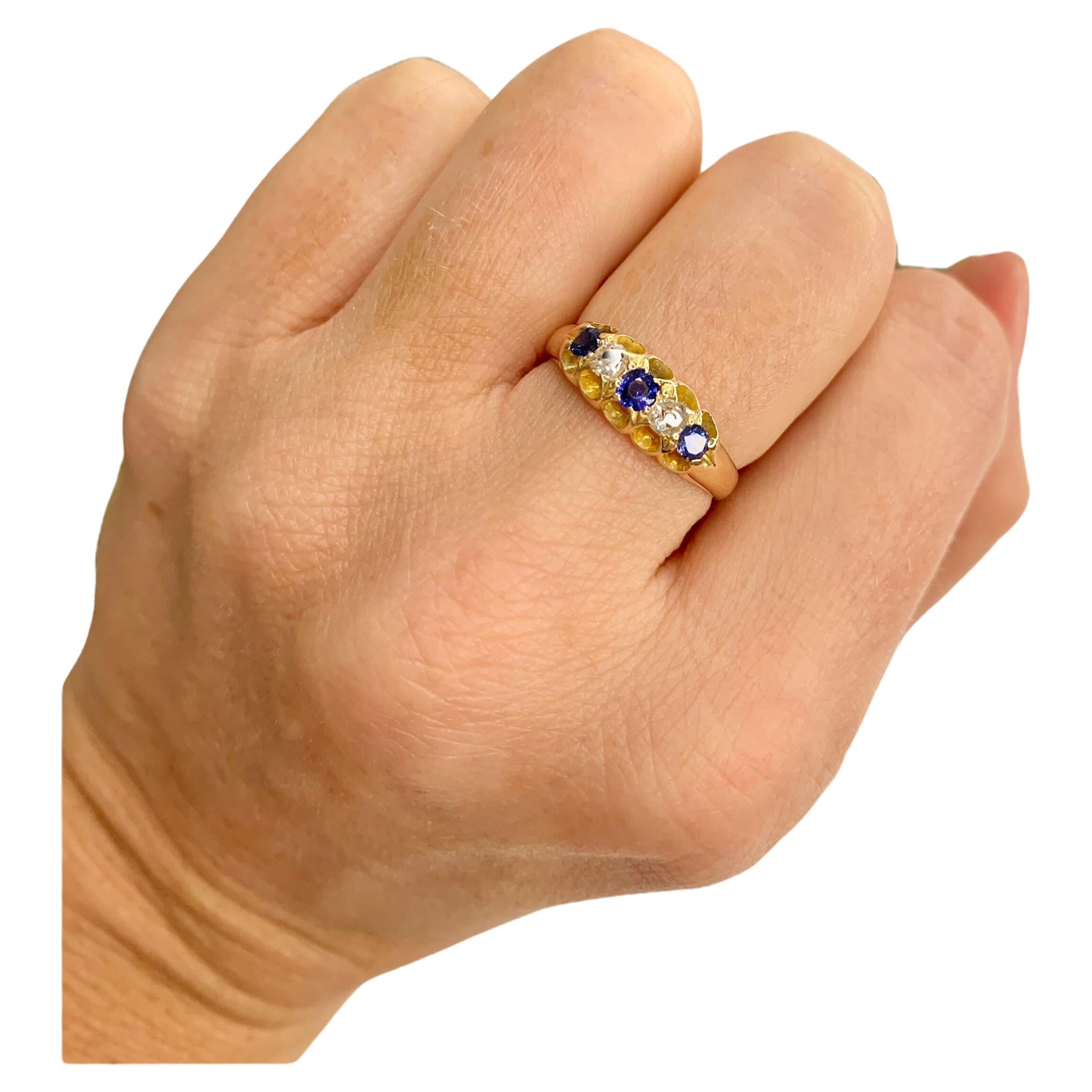 Antique 18ct Gold Victorian Sapphire & Diamond Ring