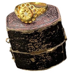 Anello antico in oro giallo 18 carati con diamanti, punzonato a Chester nel 1914