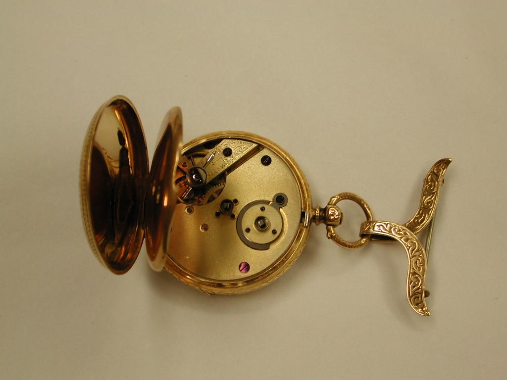 Victorian Antique 18 Carat Ladies Enamelled Watch with 9 Carat Pinned Bow, circa 1890 For Sale