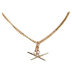 Antique 18ct Rose Gold Double Albert Watch Chain, British Hallmarked,  C-1900