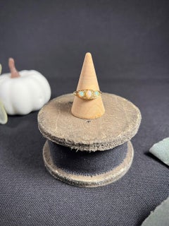 Antique 18ct Rose Gold Edwardian Opal & Diamond Boat Shaped Ring