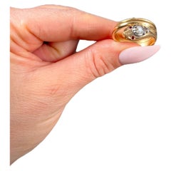 Antiguo anillo serpiente de oro rosa de 18 ct, diamante georgiano talla rosa y rubí