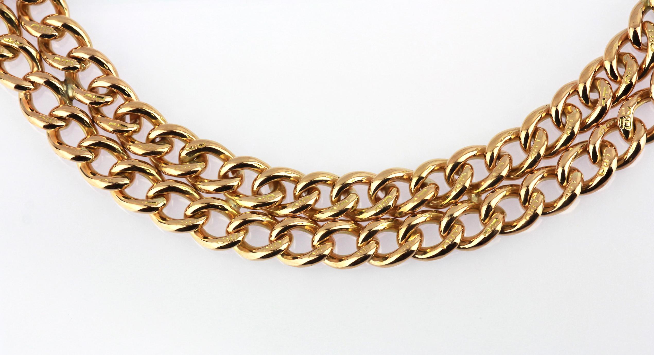 da uomo o donna Bracciale doppio con lucchetto a cuore in oro rosa 18ct, British 1917 in vendita