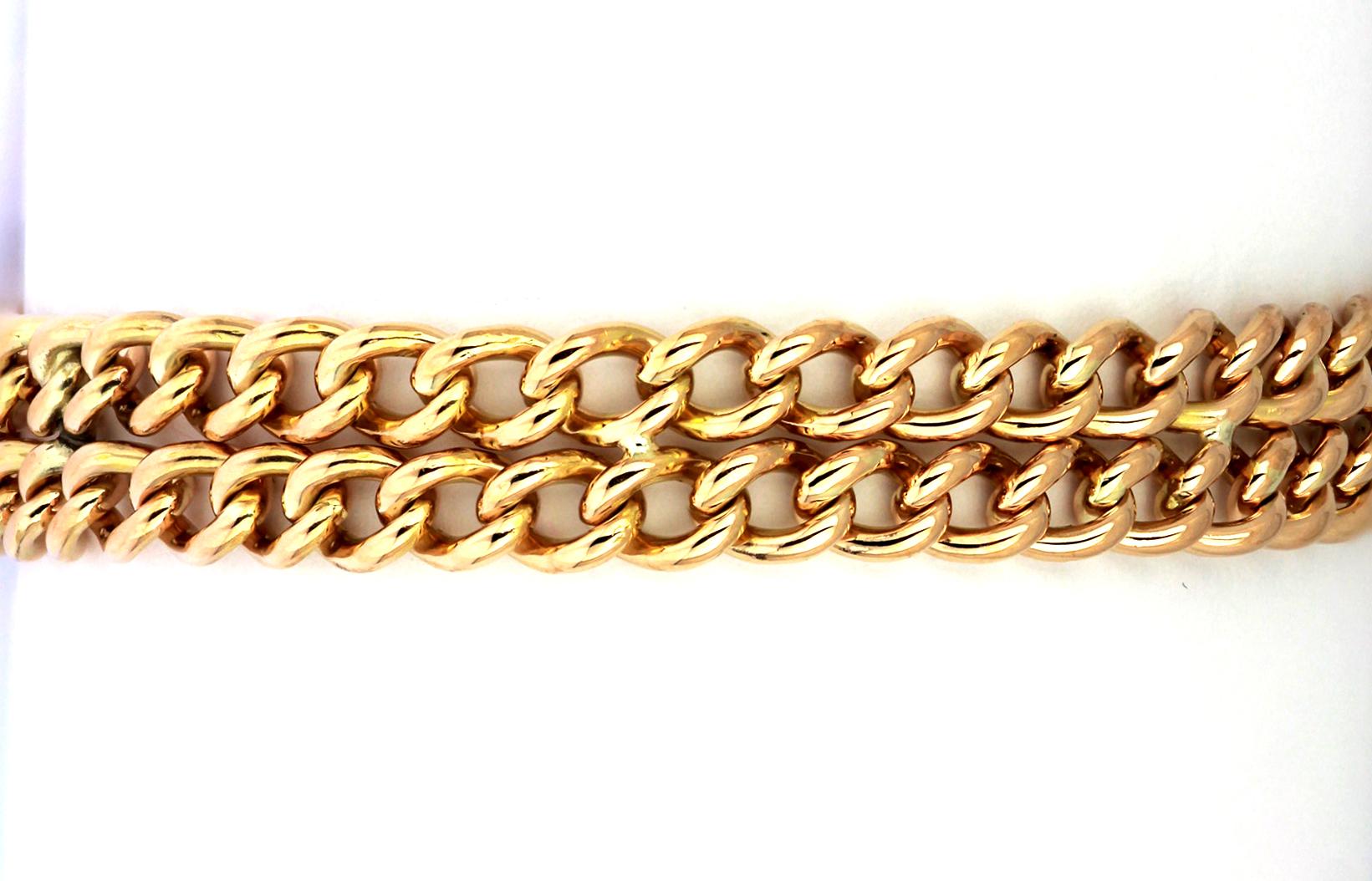 Bracciale doppio con lucchetto a cuore in oro rosa 18ct, British 1917 in vendita 1