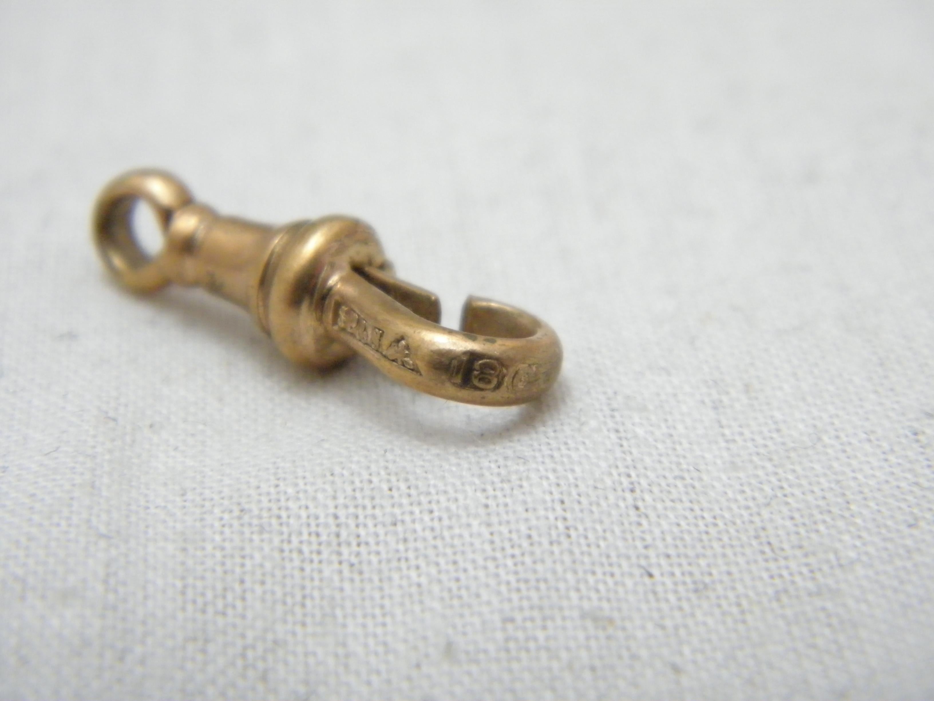 Antike antike 18 Karat Roségold große Albert Swivel Hundeklammerverschluss 750 Reinheit im Angebot 4