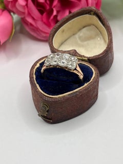 Antique 18ct Rose Gold & Platinum, Edwardian 1910s Diamond Eight Stone Ring